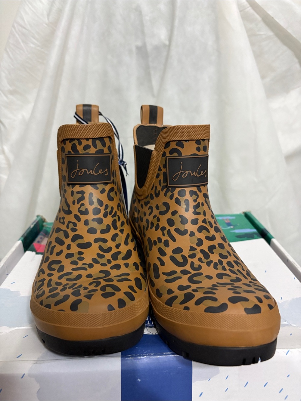 Joules Leopard Print Rain Boots - size US 6 NWT